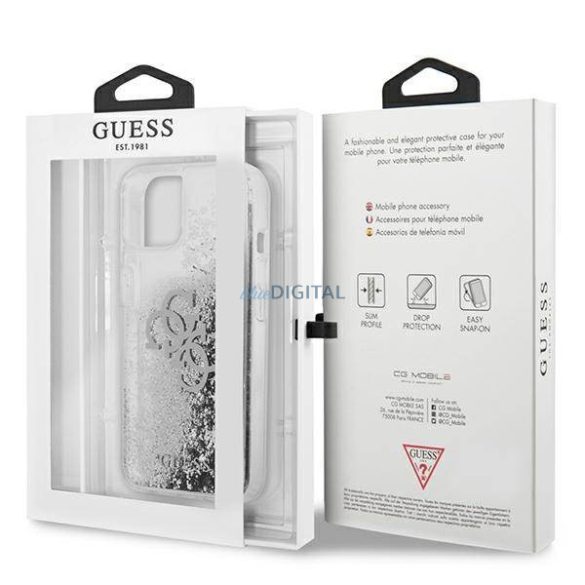 Guess GUHCP13SLG4GSI iPhone 13 mini 5,4" ezüst 4G nagy folyékony csillogó kristályos keménytok