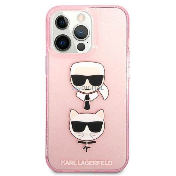 Karl Lagerfeld KLHCP13XKCTUGLP iPhone 13 Pro Max 6,7" rózsaszín csillogós Karl & Choupette keménytok