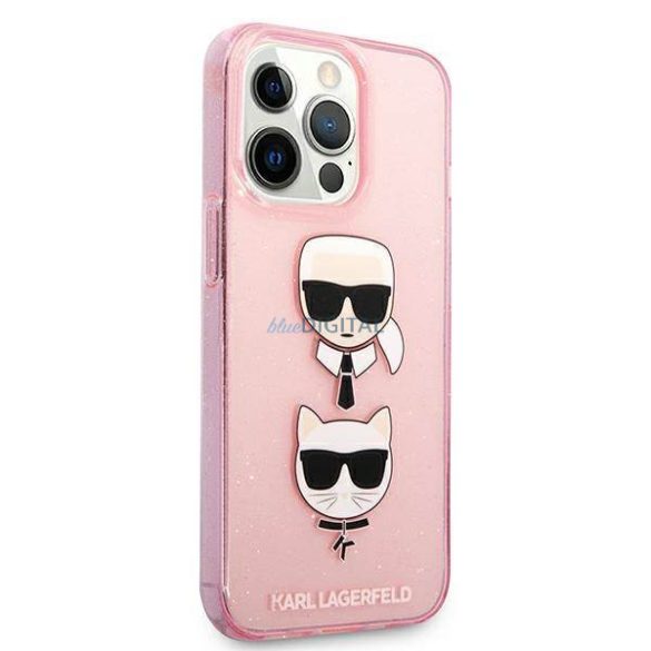 Karl Lagerfeld KLHCP13XKCTUGLP iPhone 13 Pro Max 6,7" rózsaszín csillogós Karl & Choupette keménytok