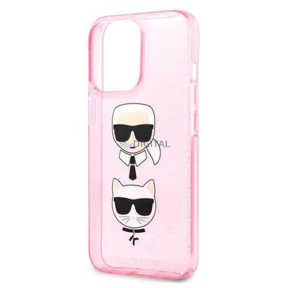 Karl Lagerfeld KLHCP13XKCTUGLP iPhone 13 Pro Max 6,7" rózsaszín csillogós Karl & Choupette keménytok