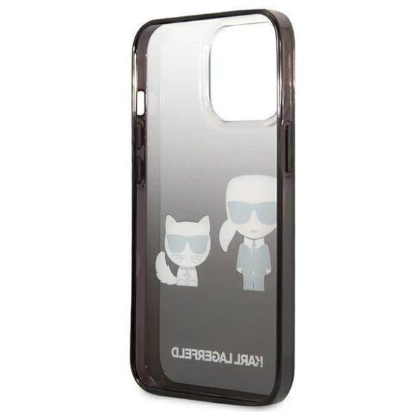 Karl Lagerfeld KLHCP13LTGKCK iPhone 13 Pro / 13 6,1" keménytok fekete színátmenetes ikonikus Karl & Choupette tok