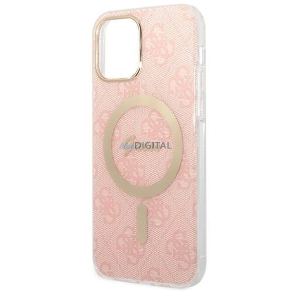 Guess tok+ töltő iPhone 12/12 Pro rózsaszín 4G Print MagSafe keménytok