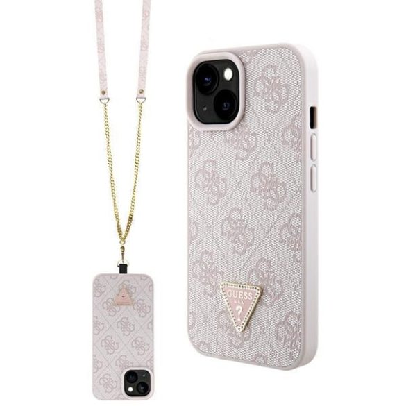 Guess GUHCP15MP4TDSCPP iPhone 15 Plus / 14 Plus 6.7" rózsaszín keménytok kereszttartó fém logóval