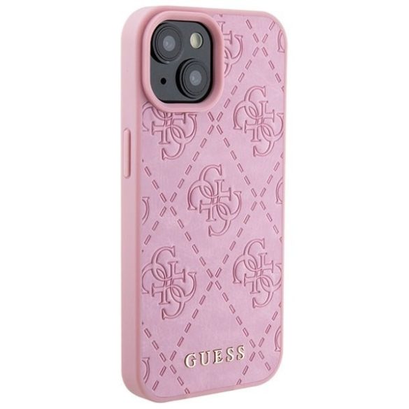 Guess GUHCP15SP4EPMP iPhone 15 6.1" rózsaszín keménytok bőr 4G bélyegzővel