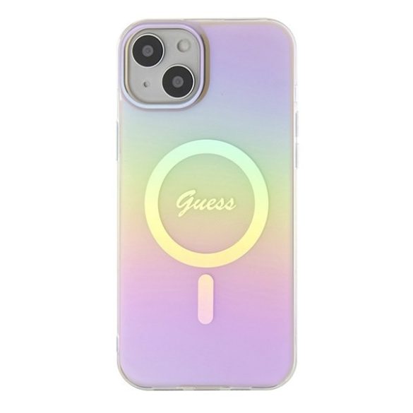 Guess GUHMP15SHITSP iPhone 15 6.1" rózsaszín keménytok IML Irizáló MagSafe