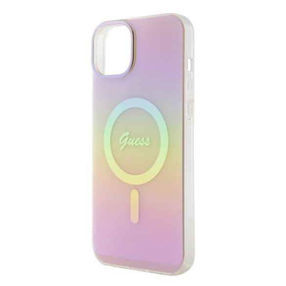 Guess GUHMP15SHITSP iPhone 15 6.1" rózsaszín keménytok IML Irizáló MagSafe