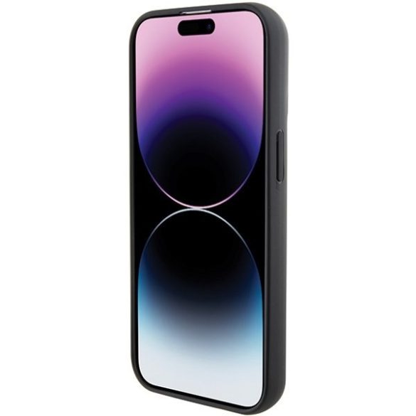 Karl Lagerfeld KLHCP15SGKNPSK iPhone 15 6.1" fekete keménytok Fix Glitter ikonikus Logo fém kitűzővel