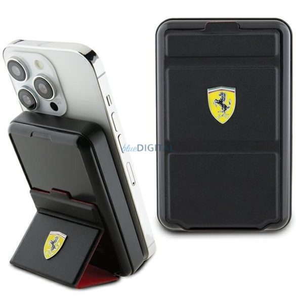 Ferrari FEPB10MSPLEK Metal Logo MagSafe kompatibilis powerbank 15W 10000mAh állvány funkcióval - fekete