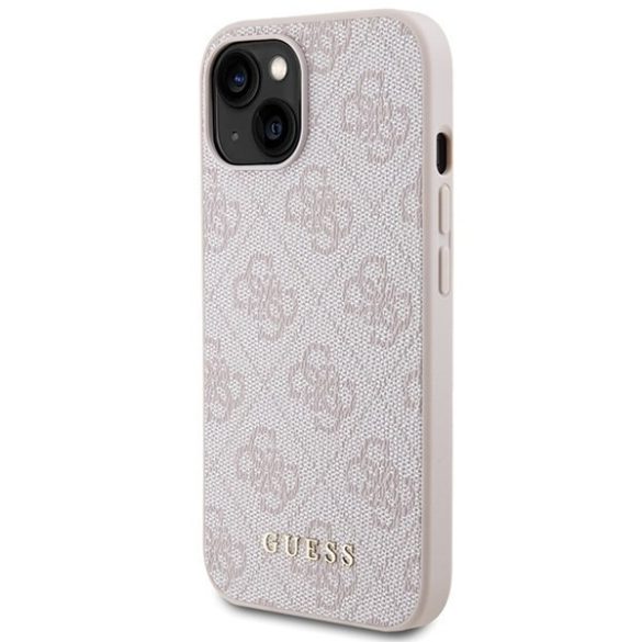 Guess GUHCP15SG4GFPI iPhone 15 6.1" rózsaszín keménytok 4G fém arany logó