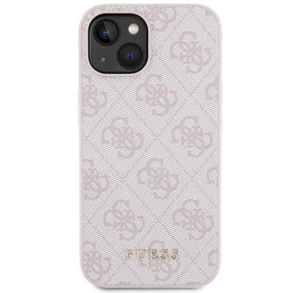 Guess GUHCP15SG4GFPI iPhone 15 6.1" rózsaszín keménytok 4G fém arany logó