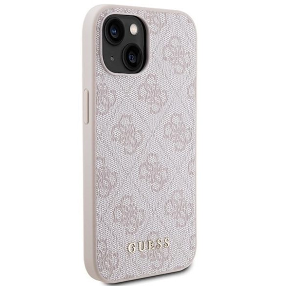 Guess GUHCP15SG4GFPI iPhone 15 6.1" rózsaszín keménytok 4G fém arany logó