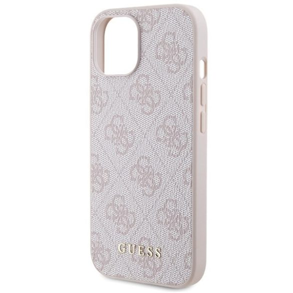 Guess GUHCP15SG4GFPI iPhone 15 6.1" rózsaszín keménytok 4G fém arany logó