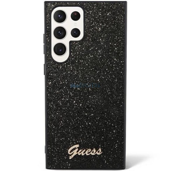 Guess GUHCS24LHGGSHK S24 Ultra S928 fekete keménytok Glitter Script