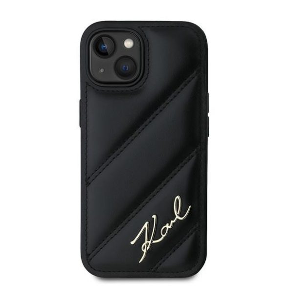 Karl Lagerfeld KLHCP13MPQDSMGK Diagonal Quilted Script tok iPhone 13 - fekete