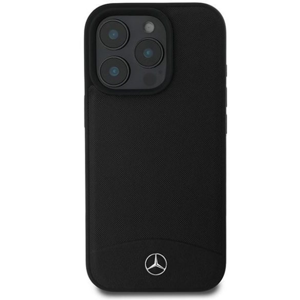 Mercedes MEHMP16X23RBARK Textured And Plain Leather MagSafe keménytok iPhone 16 Pro Max - fekete