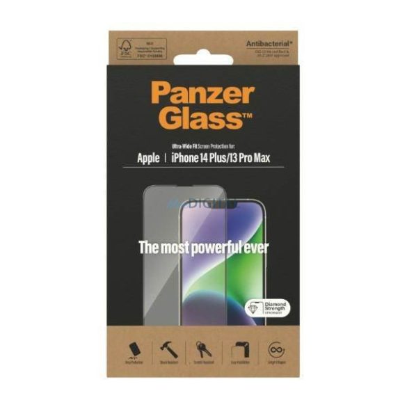 PanzerGlass Ultra-Wide Fit iPhone 14 Plus / 13 Pro Max 6,7" antibakteriális képernyővédő fólia