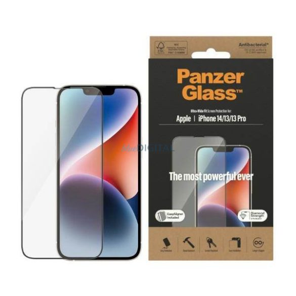 PanzerGlass Ultra-Wide Fit iPhone 14 / 13 Pro / 13 6,1" antibakteriális Easy Aligner képernyővédő fólia