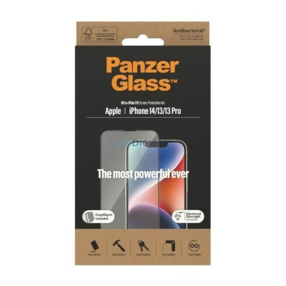 PanzerGlass Ultra-Wide Fit iPhone 14 / 13 Pro / 13 6,1" antibakteriális Easy Aligner képernyővédő fólia