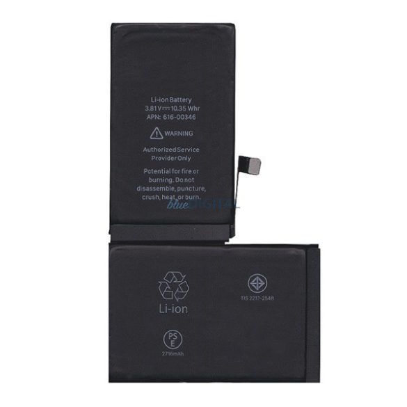 Akku 2716mAh LI-ION (616-00346 kompatibilis) Apple iPhone X 5.8