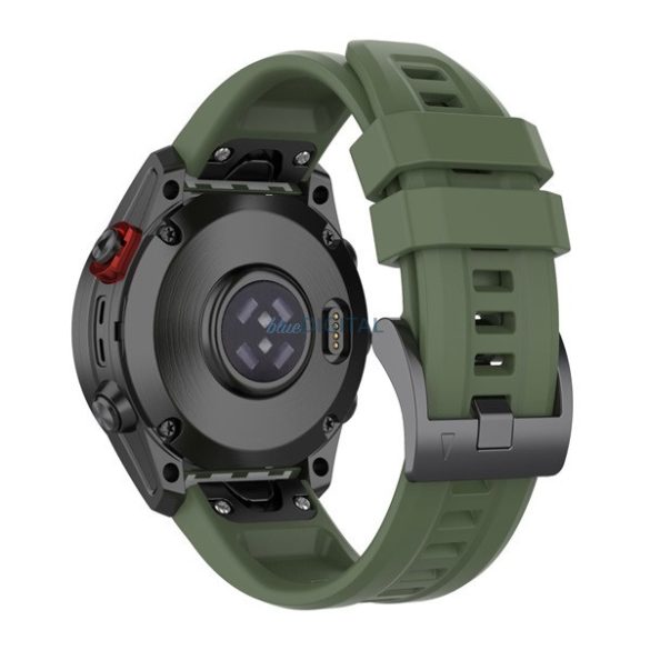 Pótszíj (egyedi méret, 22mm, szilikon, QuickFit csatlakozás) SÖTÉTZÖLD Garmin Epix (Gen2), Garmin Fenix 3, Garmin Fenix 3 HR, Garmin Fenix 5, Garmin Fenix 6, Garmin Fenix 6 Pro, Garmin Fenix 6 Pro Solar, Garmin Fenix 6 Sapphire, Garmin Fenix