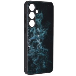 Samsung Galaxy A05s kemény hátlap tok, üveg / polikarbonát / TPU tok, kék felhő mintás, SM-A057, Techsuit Glaze Blue Nebula