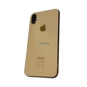 iPhone XS (5.8") készülék hátlap, kamera lencsével / sim tálcával, akkufedél, arany, AAA+ minőségű