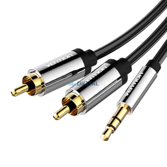 3,5 mm-es male 2x RCA male audió kábel 3m Vention BCFBI Fekete