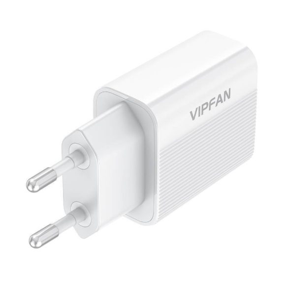 Vipfan E01 fali töltő, 1x USB, 2,4A (fehér)