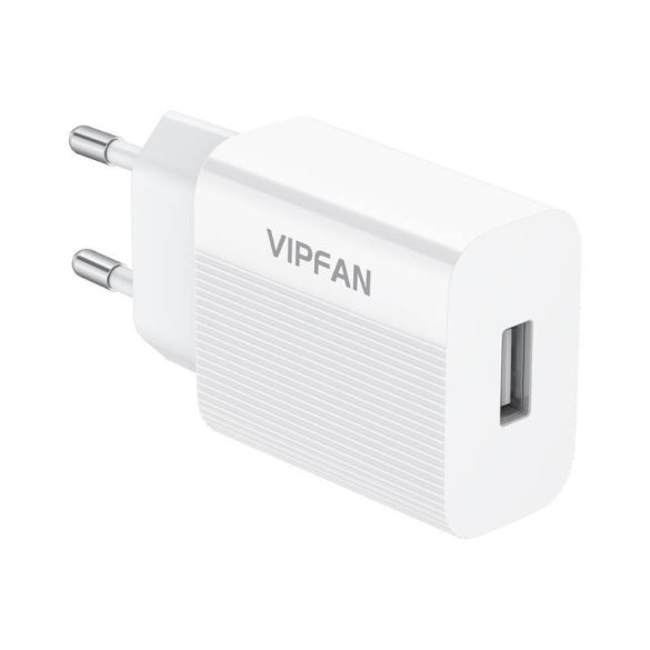 Vipfan E01 fali töltő, 1x USB, 2,4A (fehér)