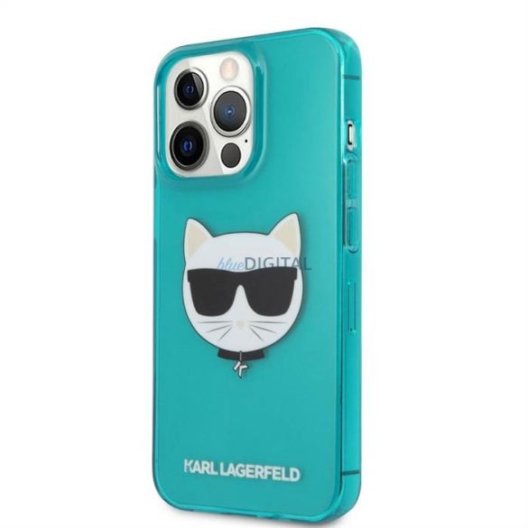 Eredeti tok Karl Lagerfeld iPhone 13 PRO / kék átlátszó Fluo KLHCP13LCHTRB