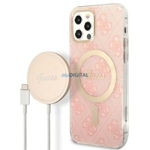 Eredeti készlet GUESS GUBPP12MH4EACSP iPhone 12 / 12 Pro (csomagcsomag Magsafe: tok + töltő 4G / arany - rózsaszín)