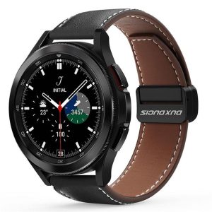 DUX DUCIS YA - valódi bőr szíj Samsung Galaxy Watch / Huawei Watch / Honor Watch (22mm-es szíj) fekete