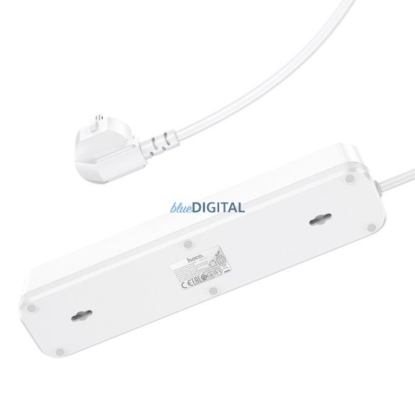 HOCO Power Strip 4 bites hosszabbító kábel aljzat + 2 x USB QC3.0 18W + Type-C PD 20W Aura NS1 fehér