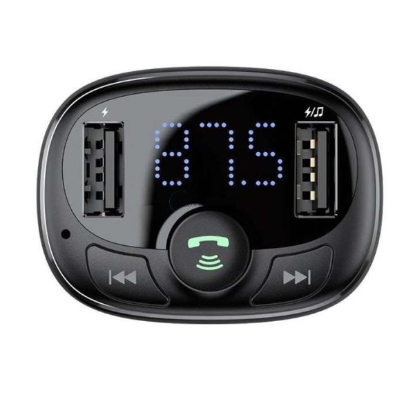 Baseus Bluetooth FM-transmitter/szivargyújtó töltő - 2xUSB + MP3 + TF/microSD   kártyaolvasó - Baseus TM01 Standard Edition - fekete