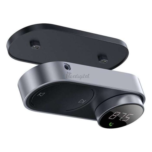 Baseus Bluetooth napelemes FM-transmitter/autós kihangosító - USB + MP3 + AUX + Pendrive+TF/microSD kártyaolvasó - Baseus Solar Car - fekete/ezüst