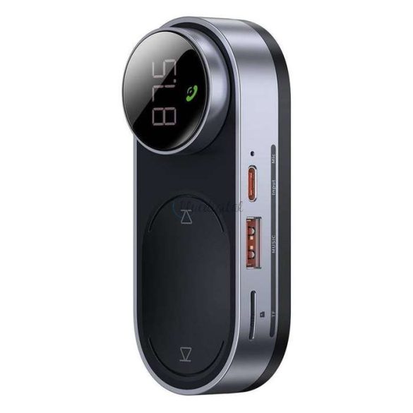 Baseus Bluetooth napelemes FM-transmitter/autós kihangosító - USB + MP3 + AUX + Pendrive+TF/microSD kártyaolvasó - Baseus Solar Car - fekete/ezüst
