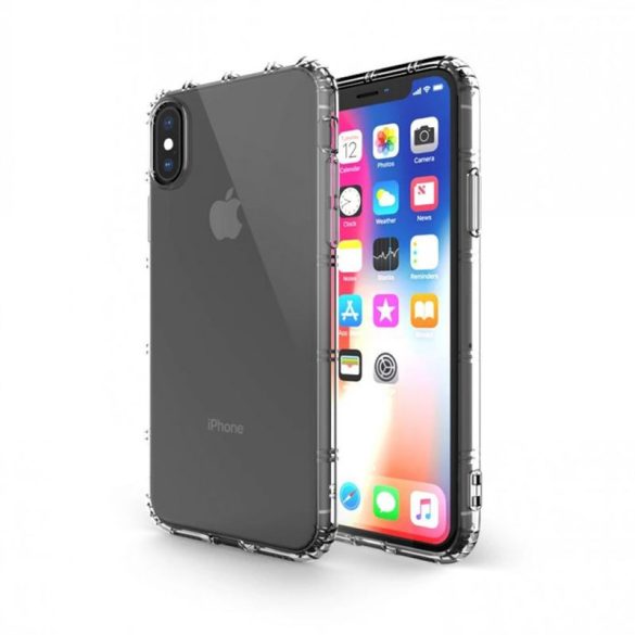 Ütésálló szilikon hátlap, iPhone 14 Pro, Átlátszó