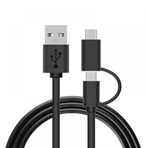 2-in-1 adatkábel, micro USB+Type-c, 1m, Fekete