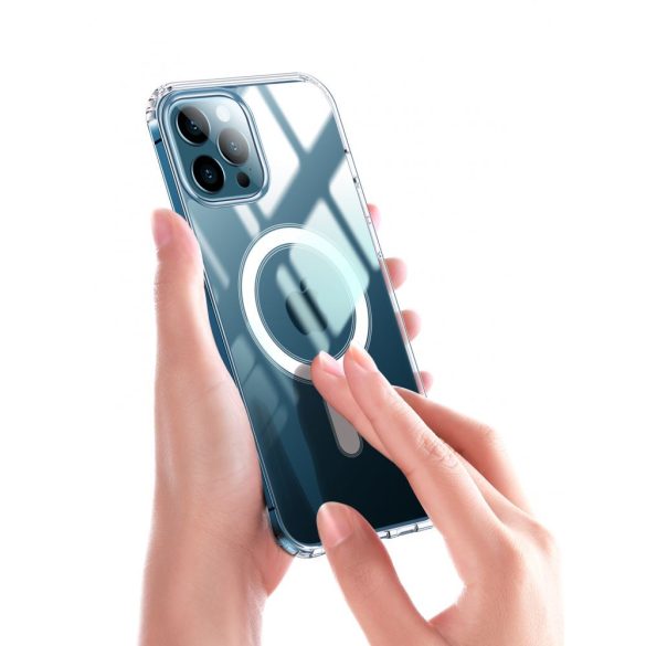 iPhone 12 Mini TPU+PC mágneses szilikon tok, Átlát