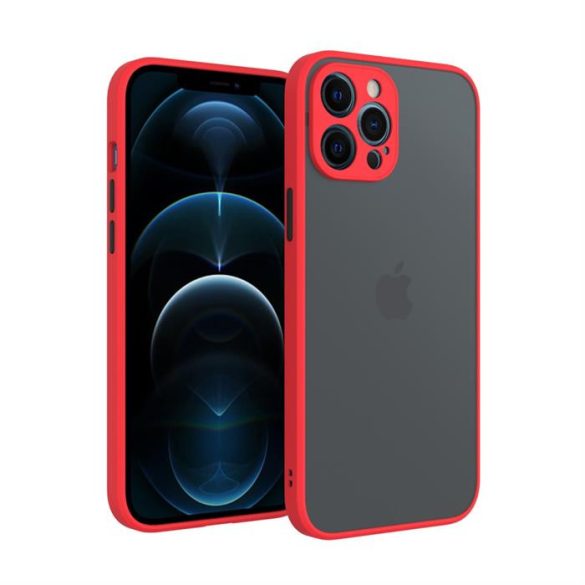 iPhone 12 műanyag tok, piros, fekete