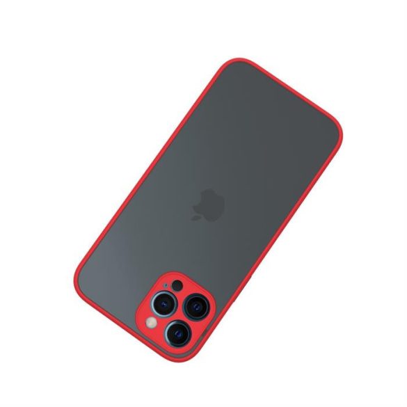 iPhone 12 műanyag tok, piros, fekete