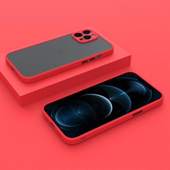 iPhone 12 Pro Max műanyag tok, piros, fekete