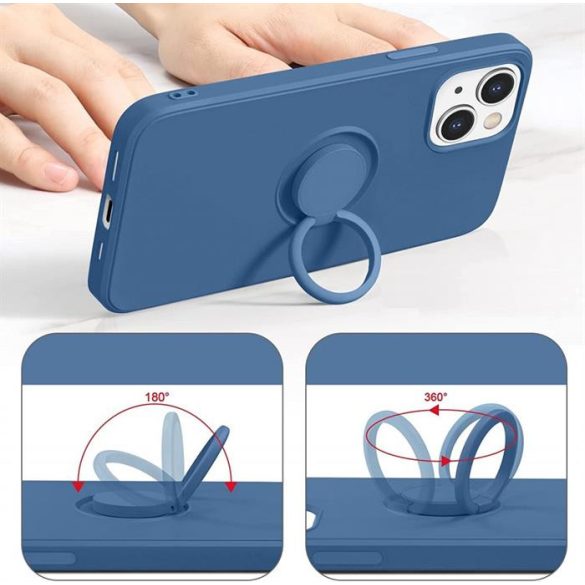 Cellect szilikon tok gyűrűvel,iPhone 13 Mini,S.kék