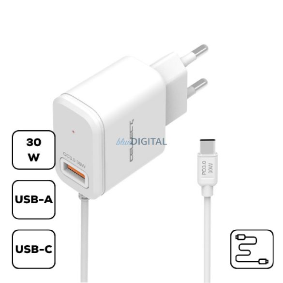 HS-H47 30W Hálózati töltő Type-C csatlak., Fehér