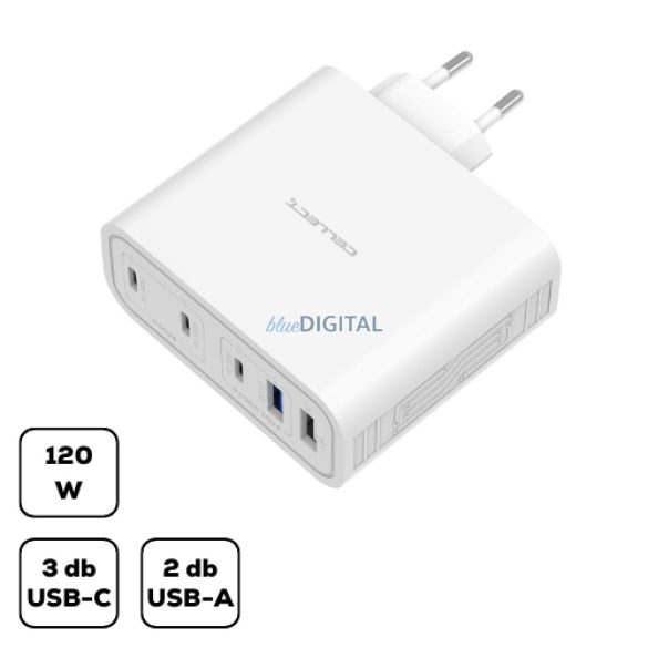 Hálózati töltő adapter gyorstöltő funkcióval 120W, Fehér