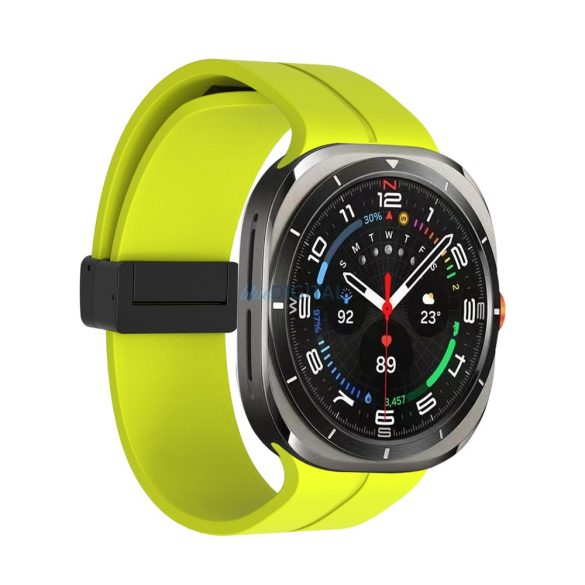 Samsung Galaxy Watch 7 Ultra mágneses szil. óraszíj,24mm,Neonzöl