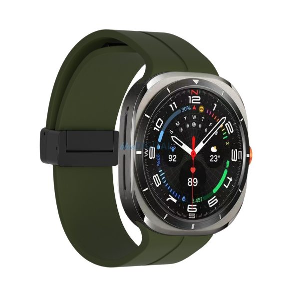 Galaxy Watch 7 Ultra mágneses szil. óraszíj,24mm,Sötétzöld