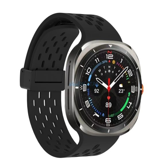 Galaxy Watch 7 Ultra lyukacsos mágneses szil. óraszíj,24mm,Feket