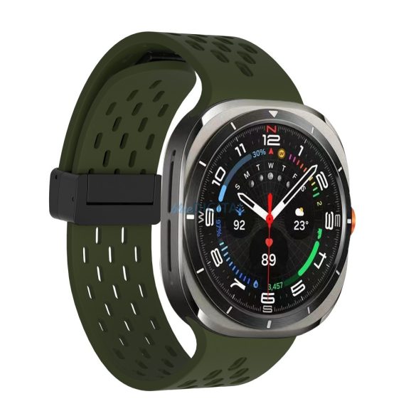 Galaxy Watch 7 Ultra lyukacsos mágneses szil. óraszíj,24mm,Sötét