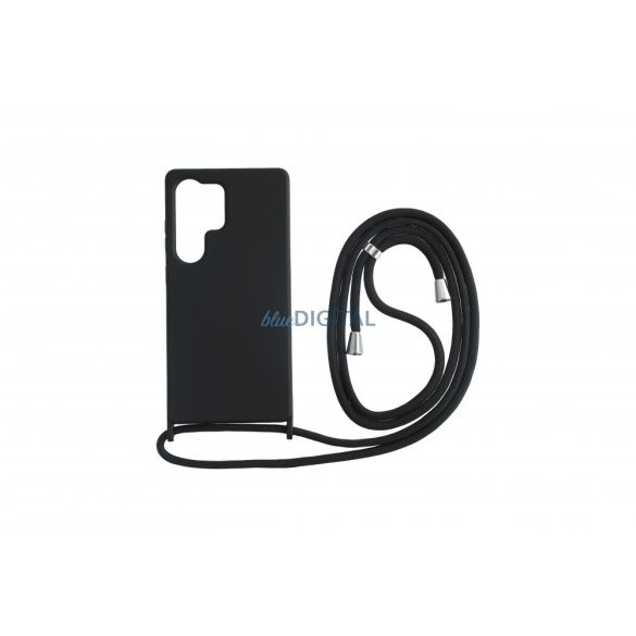 Sam S25 Ultra TPU+PC fekete tok,Fekete zsinórral